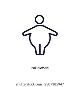 icono humano gordo. Icono humano de grasa fina de la colección de sentimientos y reacciones. Vector de contorno aislado en fondo blanco. El símbolo humano de grasa editable puede ser usado web y móvil