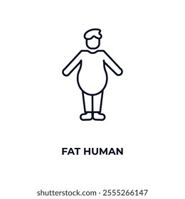 fat human outline icon. Linear vector from feelings concept. Thin line fat human icon isolated on white background