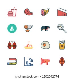 fat icon set. vector set about hamburger, loss, salami and santa claus icons set.