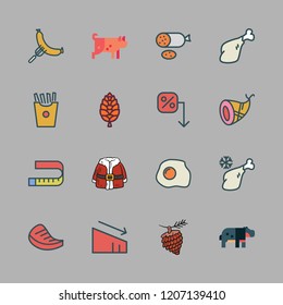 fat icon set. vector set about pine nut, meat, ham and pig icons set.