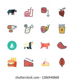 fat icon set. vector set about pig, salami, fast food and ham icons set.