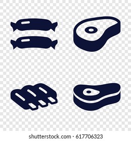 Fat icons set. set of 4 fat filled icons such as sausage, beef