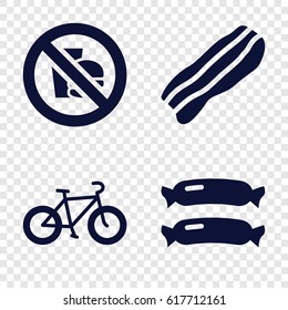 Fat icons set. set of 4 fat filled icons such as sausage, bacon, no fast food