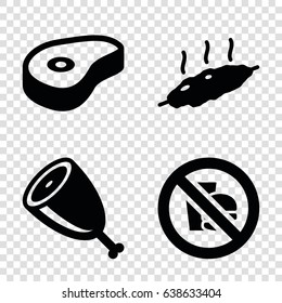 Fat icons set. set of 4 fat filled icons such as beef, meat