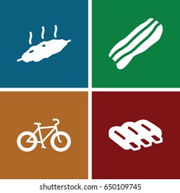 Fat icons set. set of 4 fat filled icons such as sausage, bacon, meat