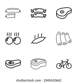 Fat icons. set of 9 editable outline fat icons such as sausage, beef, meat