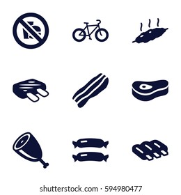 fat icons set. Set of 9 fat filled icons such as sausage, bacon, meat, no fast food