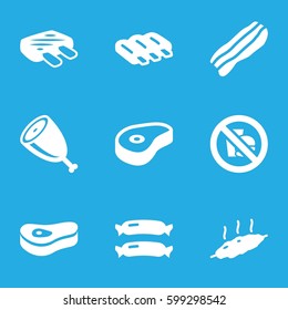 fat icons set. Set of 9 fat filled icons such as sausage, beef, bacon, meat