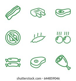 Fat icons set. set of 9 fat outline icons such as sausage, beef, bacon, meat