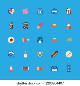 fat icons set with pig, soft drink and healthy food vector set