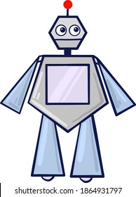 Fat interesting robot, illustration, vector on white background.