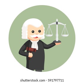 fat judge with gavel and scale in circle background