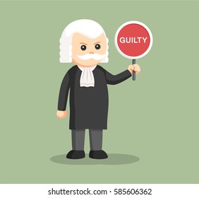 fat judge with guilty sign