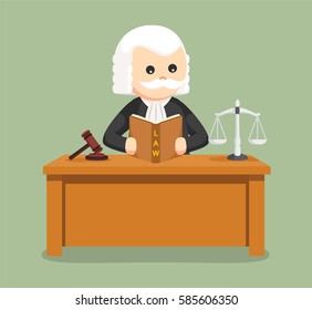 Fat Judge Reading Law Book Stock Vector (royalty Free) 585606350 