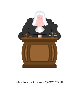 Fat judge. Strict magistrate. cartoon character vector 