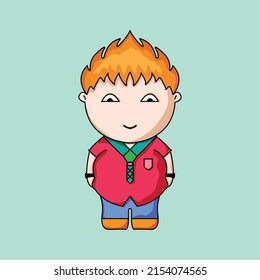 Fat kid cartoon image, use for editing, make stickers, posters, flyers, advertisements