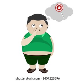 Fat kid thinking of a lollipop - Vector