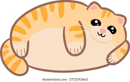 Fat Lazy Ingwer Katze Liegen Down Vektor Clipart