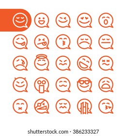 Fat Line emoji Icon Set. speech bubble emoticons for web and mobile. Modern minimalistic flat design elements of speech bubble emoji isolated on white. vector smiles