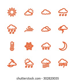 Fat Line Icon set for web and mobile. Modern minimalistic flat design elements of Weather Forecast