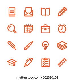 Fat Line Icon set for web and mobile. Modern minimalistic flat design elements of learning and education, school supplies