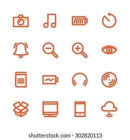 Fat Line Icon set for web and mobile. Modern minimalistic flat design elements of Media Service, Entertainment and Gadgets