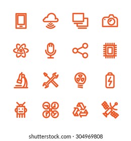 Fat Line Icon set for web and mobile. Modern minimalistic flat design elements of computer network technology, cloud computing database, modern technical and science instruments