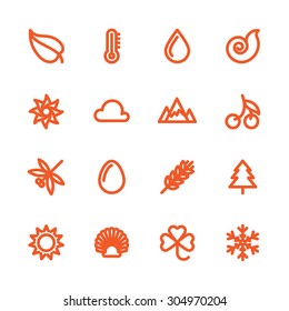 Fat Line Icon set for web and mobile. Modern minimalistic flat design elements of natural phenomena and environmental elements