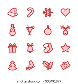 Fat Line Icon set for web and mobile. Modern minimalistic flat design elements of christmas decorations, party and invitation
