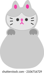 Fat little cat isolated on white background.