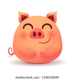 The Fat Little Pig. Chinese New Year. The year of the pig. Vector illustration.