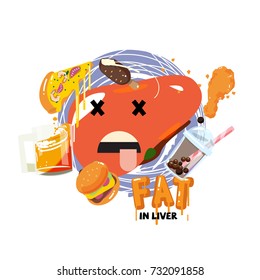 Fat in liver concept - vector illustration