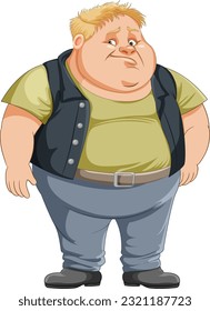 Fat male cartoon character illustration