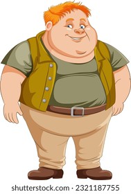 Fat male cartoon character illustration