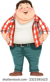 Fat male cartoon character illustration