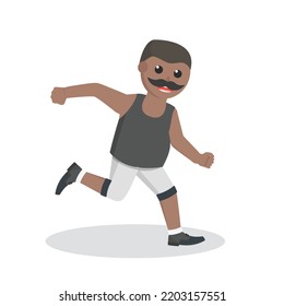 fat man african running design character on white background