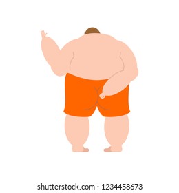 Fat man back Naked isolated. Overweight man's back vector illustration