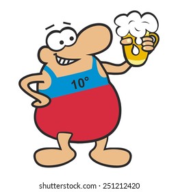 Fat Man and beer, vector funny icon