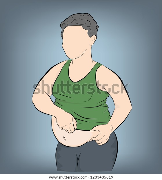 Fat Man Big Belly Obesity Weight Stock Vector Royalty Free 1283485819