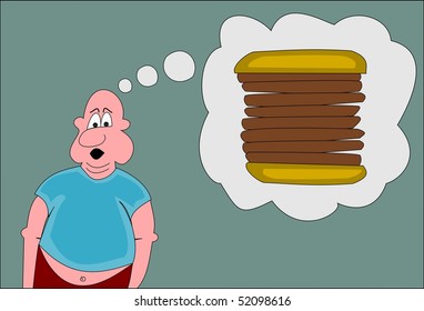fat man with a big sandwich