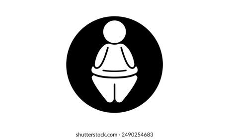 Fat man, black isolated silhouette