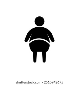 Fat man black and white flat vector icon design