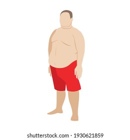 
fat man in boxers. obese man. big belly. stock vector illustration isolated on white background.