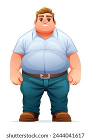 Fat man cartoon character. Vector illustration isolated on white background