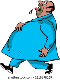 Fat man cartoon. Vector clip art illustration.All in a single layer.