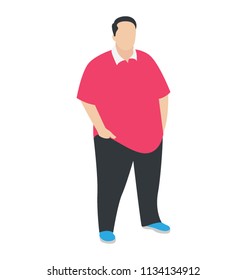 
Fat man in casual dressing standing in side pose 
