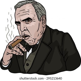 a fat man with a cigar