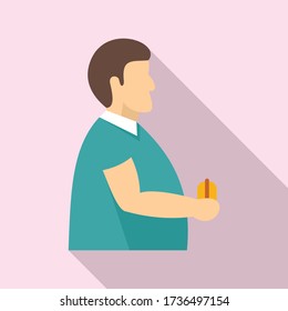 Fat man diabetes icon. Flat illustration of fat man diabetes vector icon for web design