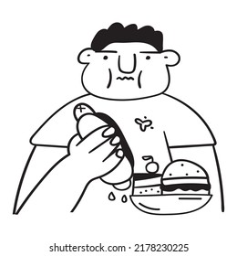 eating burger clipart black and white