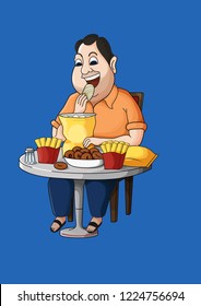 Fat man eating 